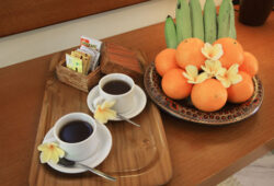 coffee tea with fruits